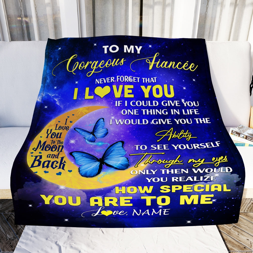 Personalized To My Gorgeous Fiancee Blanket From Fiance Never Forget That I Love You Butterfly Birthday Valentine Christmas Customized Fleece Blanket Blanket | Teecentury.com