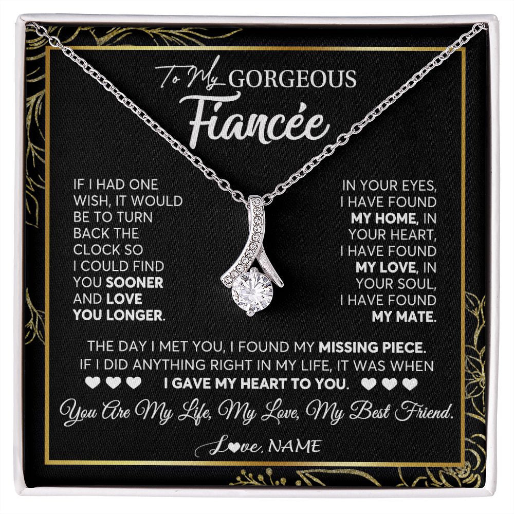 Alluring Beauty Necklace | Personalized To My Gorgeous Fiancee Necklace From Fiance My Life My Love Future Wife Birthday Valentines Day Christmas Customized Gift Box Message Card | teecentury