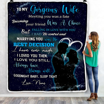 Personalized To My Gorgeous Wife from Husband Meeting You Was A Fater Wife Birthday Wedding Christmas Customized Fleece Blanket Blanket | Teecentury.com