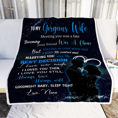 Personalized To My Gorgeous Wife from Husband Meeting You Was A Fater Wife Birthday Wedding Christmas Customized Fleece Blanket Blanket | Teecentury.com