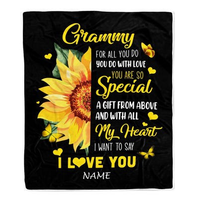 Personalized To My Grammy Blanket From Grandkids Granddaughter I Want To Say I Love You Sunfower Grammy Birthday Mothers Day Christmas Fleece Throw Blanket | teecentury