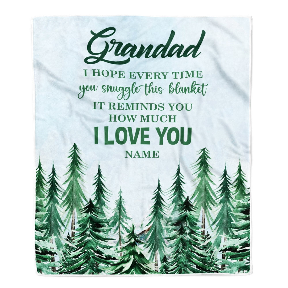 Personalized To My Grandad Blanket From Grandchildren Grandkids I Hope Every Time Forest Green Grandad Birthday Fathers Day Christmas Customized Fleece Blanket | teecentury