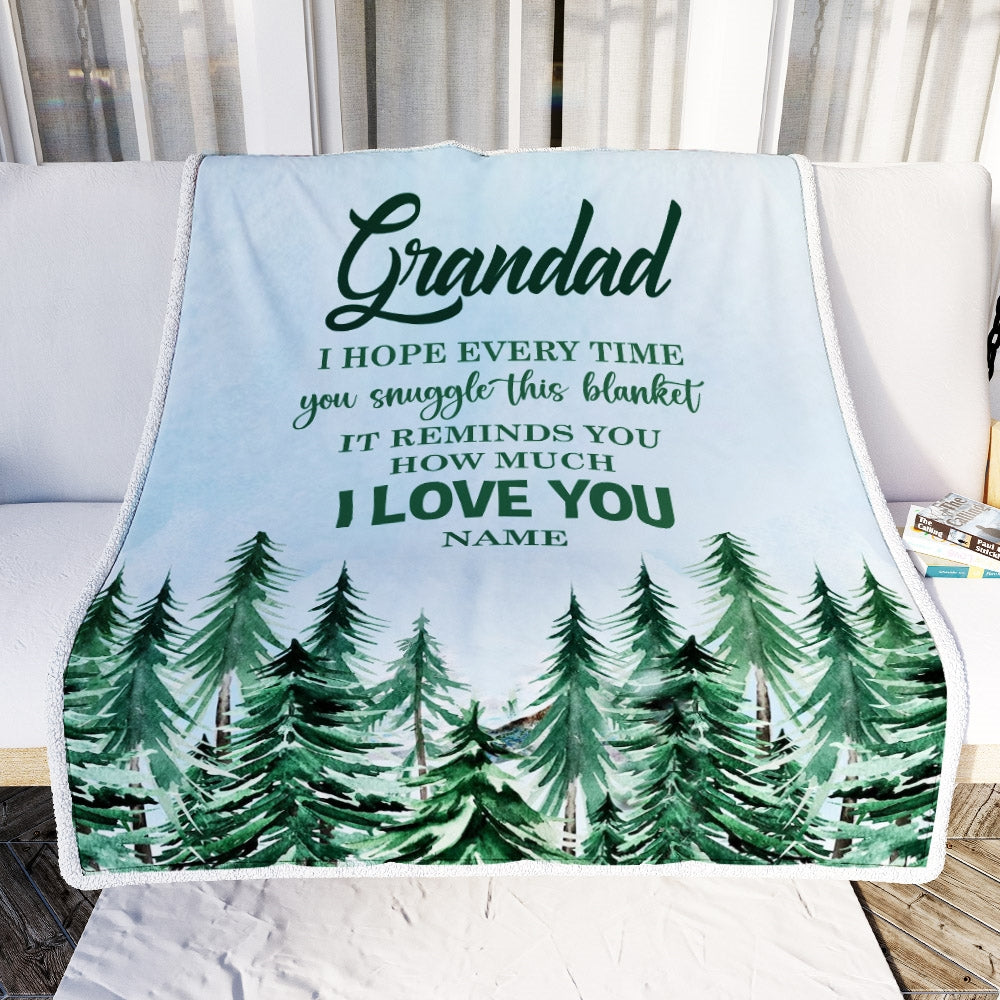 Personalized To My Grandad Blanket From Grandchildren Grandkids I Hope Every Time Forest Green Grandad Birthday Fathers Day Christmas Customized Fleece Blanket | teecentury