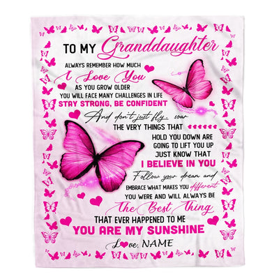 Personalized To My Granddaughter Blanket From Grandma Butterfly Always Remember How Much I Love You Birthday Christmas Gifts Fleece Blanket Blanket | Teecentury.com