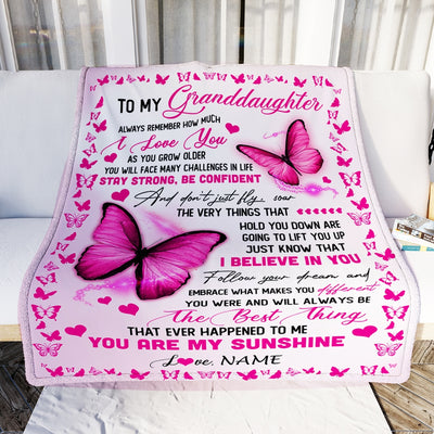 Personalized To My Granddaughter Blanket From Grandma Butterfly Always Remember How Much I Love You Birthday Christmas Gifts Fleece Blanket Blanket | Teecentury.com