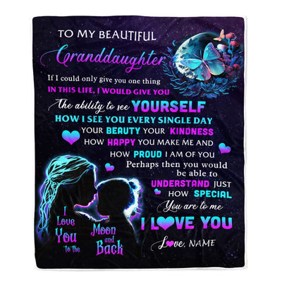 Personalized To My Granddaughter Blanket From Grandma Butterfly Kindness Happy Beautiful Granddaughter Birthday Graduation Christmas Customized Fleece Blanket | teecentury