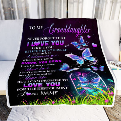 Personalized To My Granddaughter Blanket From Grandma Gigi Butterfly Never Forget I Love You Granddaughter Birthday Christmas Customized Fleece Blanket | teecentury