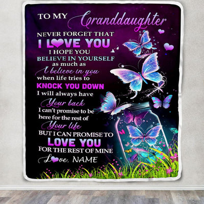 Personalized To My Granddaughter Blanket From Grandma Gigi Butterfly Never Forget I Love You Granddaughter Birthday Christmas Customized Fleece Blanket | teecentury