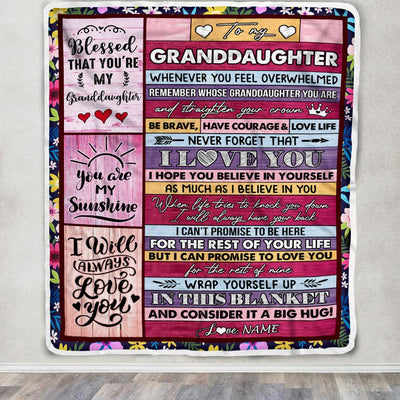 Personalized To My Granddaughter Blanket From Grandma Gigi Wood Be Brave Have Courage Love Life Granddaughter Birthday Christmas Customized Fleece Blanket | teecentury