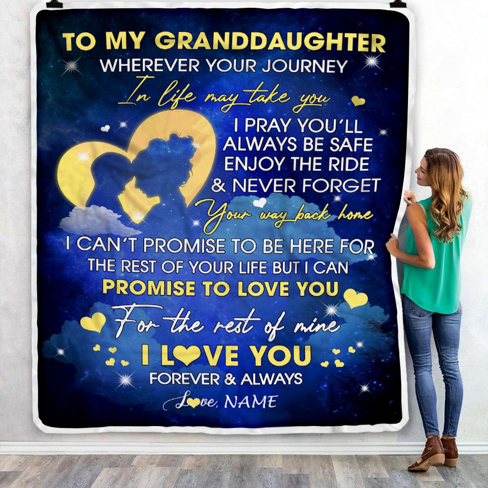 Personalized To My Granddaughter Blanket From Grandma Grammy Wherever Your Journey Granddaughter Birthday Graduation Christmas Customized Fleece Throw Blanket | teecentury