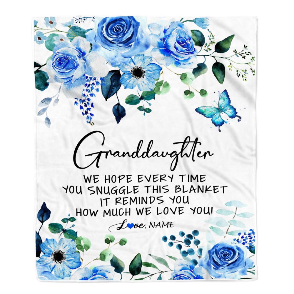 Personalized To My Granddaughter Blanket From Grandma Grandpa Floral How Much We Love You Granddaughter Birthday Christmas Customized Fleece Blanket | teecentury