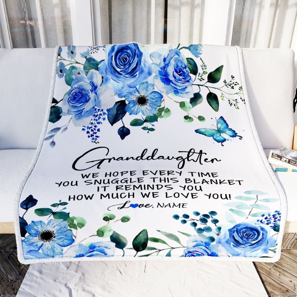 Personalized To My Granddaughter Blanket From Grandma Grandpa Floral How Much We Love You Granddaughter Birthday Christmas Customized Fleece Blanket | teecentury