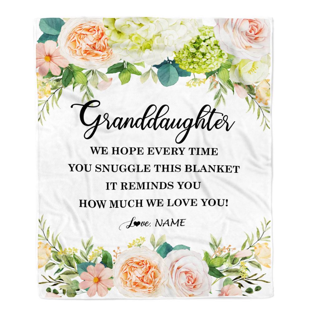 Personalized To My Granddaughter Blanket From Grandma Grandpa How Much We Love You Flower Granddaughter Birthday Christmas Customized Fleece Blanket | teecentury