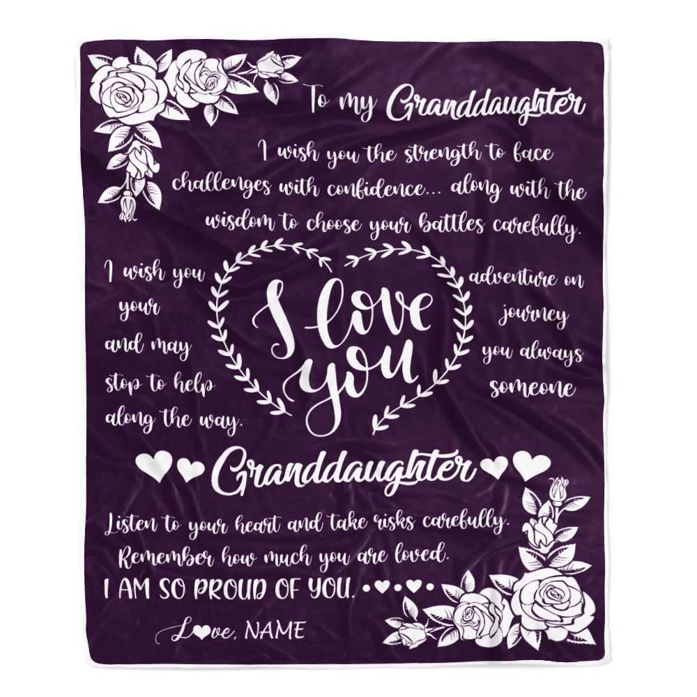 Personalized To My Granddaughter Blanket From Grandma Grandpa I Wish You The Strength Daughter Granddaughter Birthday Christmas Customized Bed Fleece Blanket | teecentury