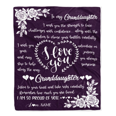 Personalized To My Granddaughter Blanket From Grandma Grandpa I Wish You The Strength Daughter Granddaughter Birthday Christmas Customized Bed Fleece Blanket | teecentury