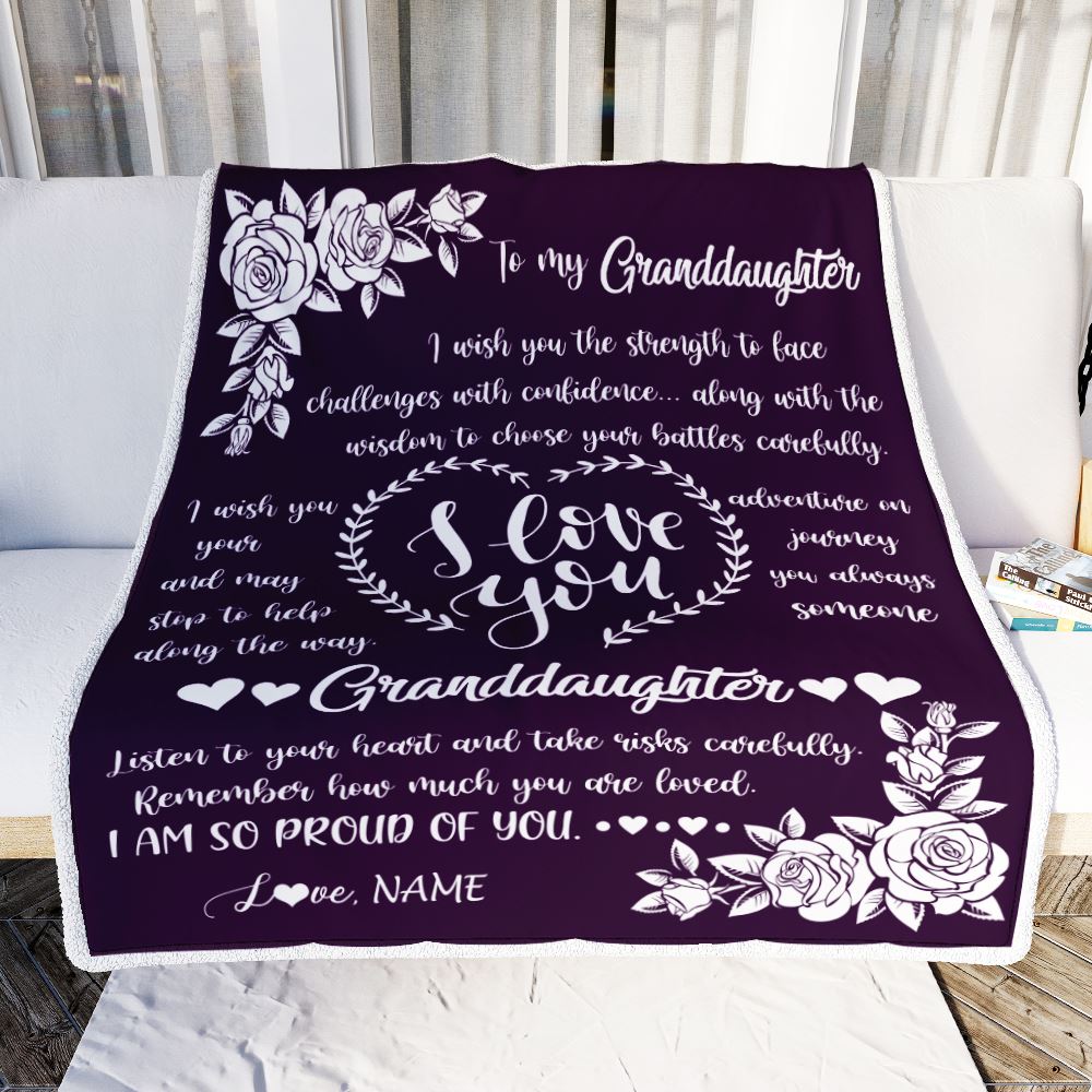 Personalized To My Granddaughter Blanket From Grandma Grandpa I Wish You The Strength Daughter Granddaughter Birthday Christmas Customized Bed Fleece Blanket | teecentury