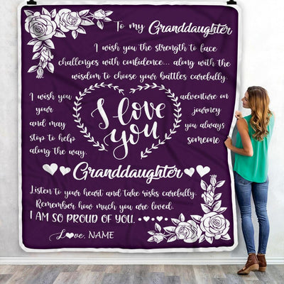 Personalized To My Granddaughter Blanket From Grandma Grandpa I Wish You The Strength Daughter Granddaughter Birthday Christmas Customized Bed Fleece Blanket | teecentury