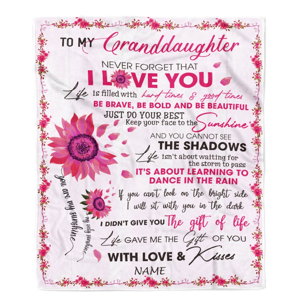 Personalized To My Granddaughter Blanket From Grandma Grandpa Nana I Love You Pink Sunflower Granddaughter Birthday Christmas Customized Fleece Blanket Blanket | Teecentury.com