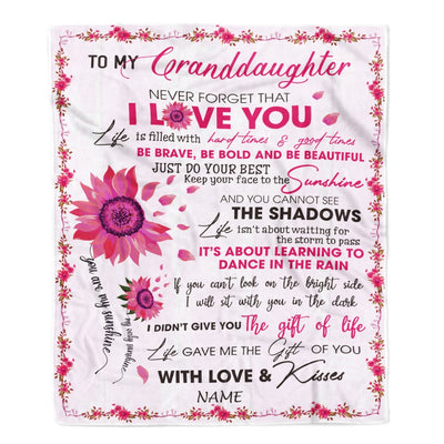 Personalized To My Granddaughter Blanket From Grandma Grandpa Nana I Love You Pink Sunflower Granddaughter Birthday Christmas Customized Fleece Blanket Blanket | Teecentury.com