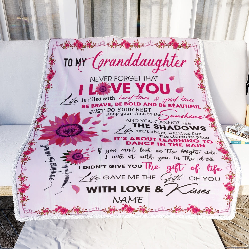 Personalized To My Granddaughter Blanket From Grandma Grandpa Nana I Love You Pink Sunflower Granddaughter Birthday Christmas Customized Fleece Blanket Blanket | Teecentury.com