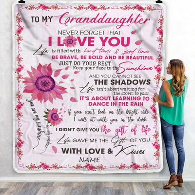 Personalized To My Granddaughter Blanket From Grandma Grandpa Nana I Love You Pink Sunflower Granddaughter Birthday Christmas Customized Fleece Blanket Blanket | Teecentury.com