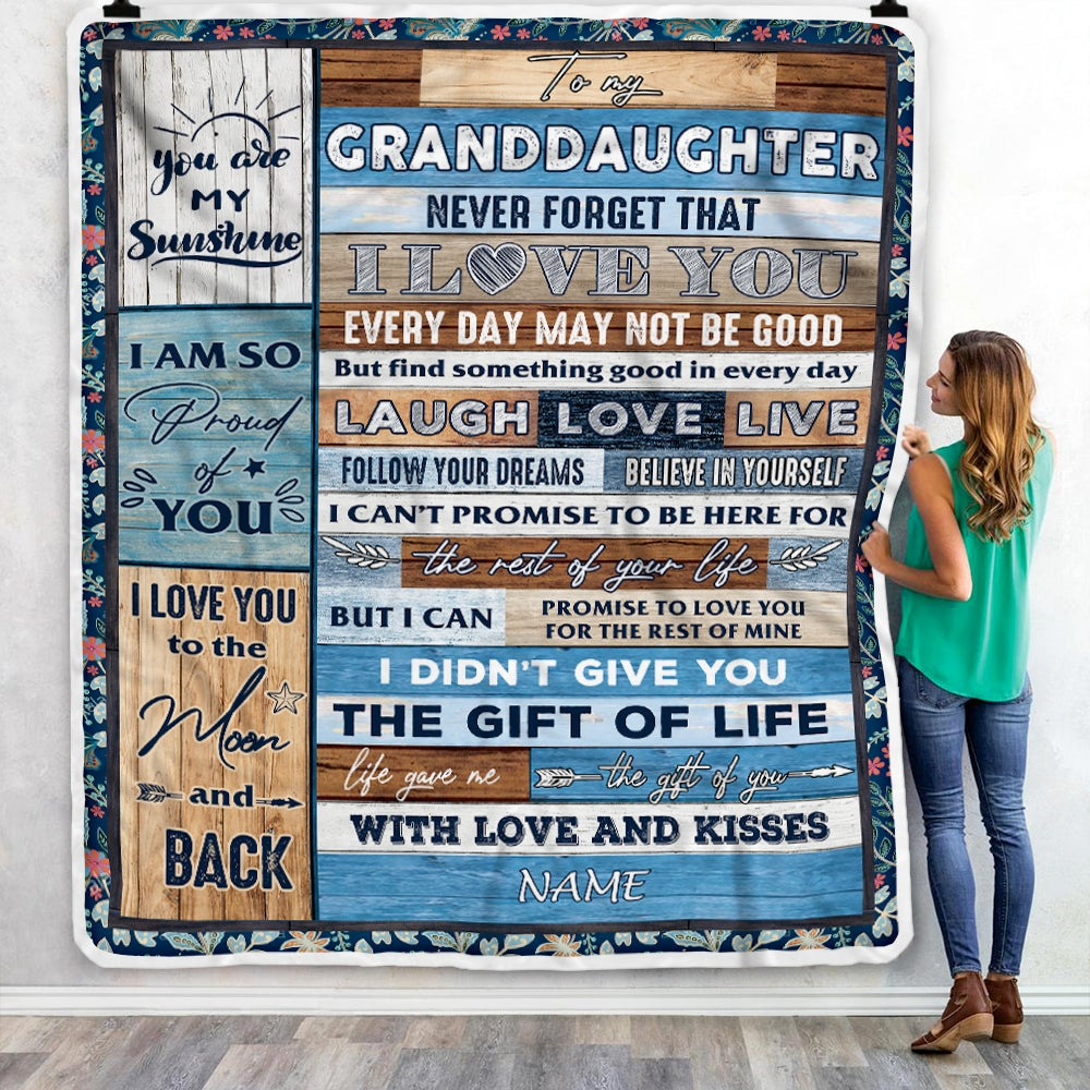 Personalized To My Granddaughter Blanket From Grandma Grandpa Nana I Love You Wood Birthday Christmas Thanksgiving Graduation Customized Fleece Blanket Blanket | Teecentury.com