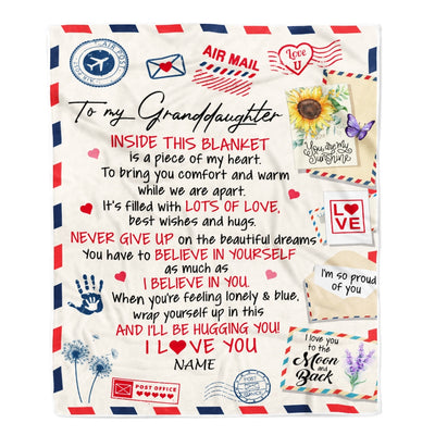 Personalized To My Granddaughter Blanket From Grandma Grandpa Nana You Are My Sunshine Air Mail Letter Birthday Christmas Customized Fleece Blanket Blanket | Teecentury.com