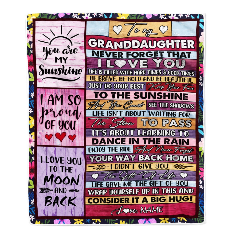 Personalized To My Granddaughter Blanket From Grandma Grandpa Papa Never Forget That I Love You Wood Granddaughter Birthday Christmas Fleece Throw Blanket Blanket | Teecentury.com