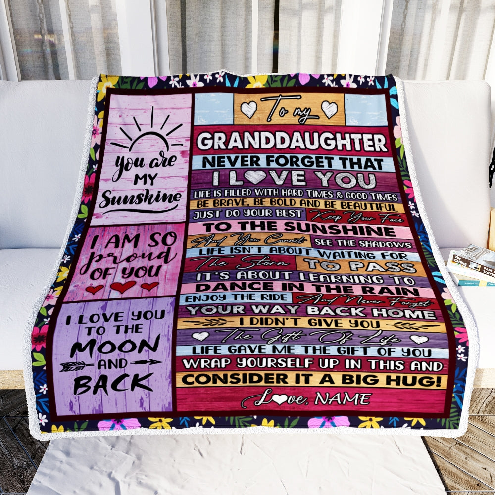 Personalized To My Granddaughter Blanket From Grandma Grandpa Papa Never Forget That I Love You Wood Granddaughter Birthday Christmas Fleece Throw Blanket Blanket | Teecentury.com