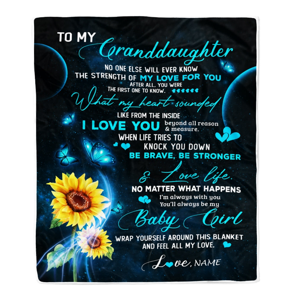 Personalized To My Granddaughter Blanket From Grandma Grandpa Sunflower Butterfly My Love For You Granddaughter Birthday Christmas Customized Fleece Blanket Blanket | Teecentury.com