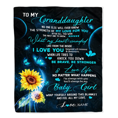 Personalized To My Granddaughter Blanket From Grandma Grandpa Sunflower Butterfly My Love For You Granddaughter Birthday Christmas Customized Fleece Blanket Blanket | Teecentury.com