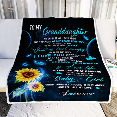 Personalized To My Granddaughter Blanket From Grandma Grandpa Sunflower Butterfly My Love For You Granddaughter Birthday Christmas Customized Fleece Blanket Blanket | Teecentury.com