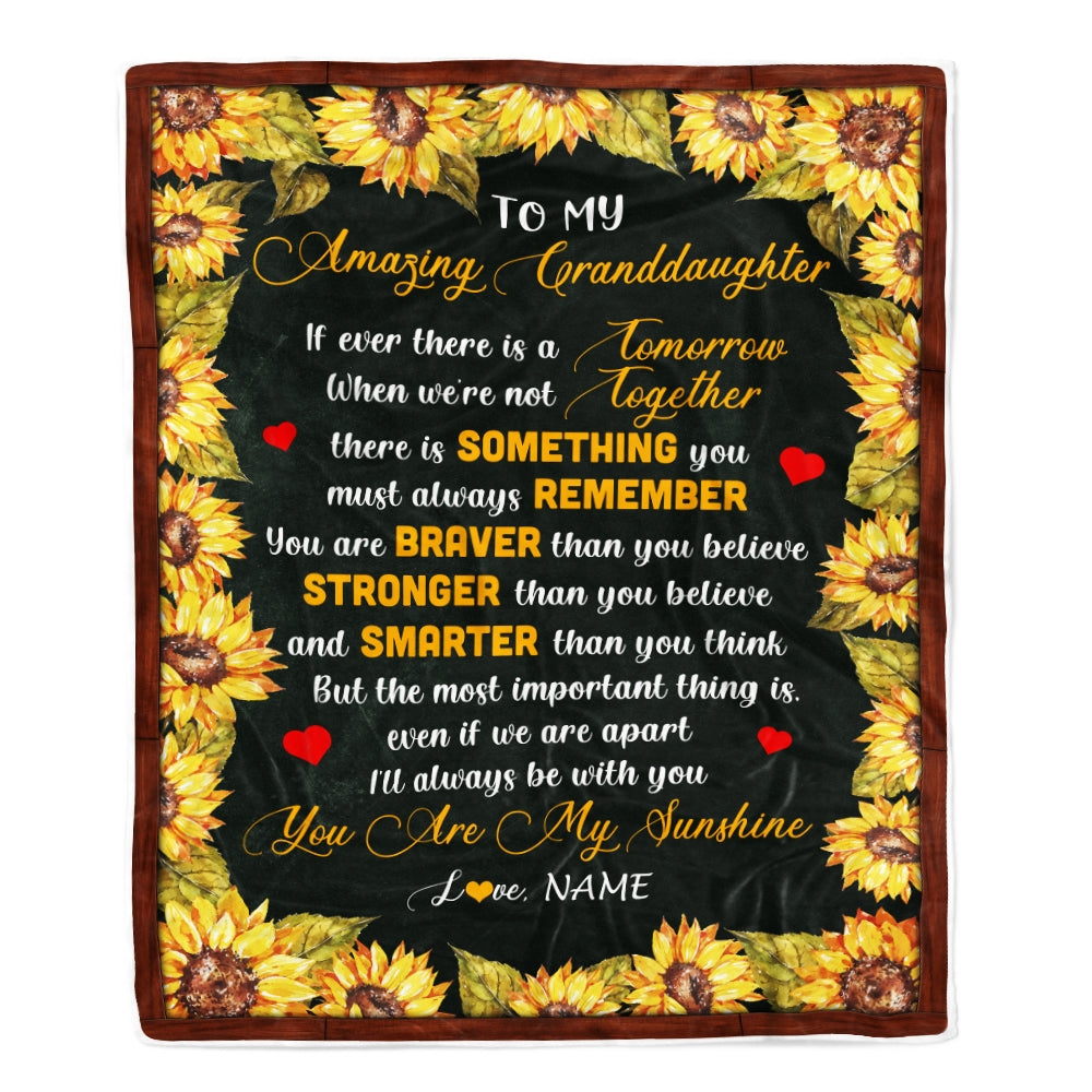 Personalized To My Granddaughter Blanket From Grandma Grandpa Sunflower My Sunshine I Love You Granddaughter Birthday Christmas Bed Quilt Fleece Throw Blanket Blanket | Teecentury.com