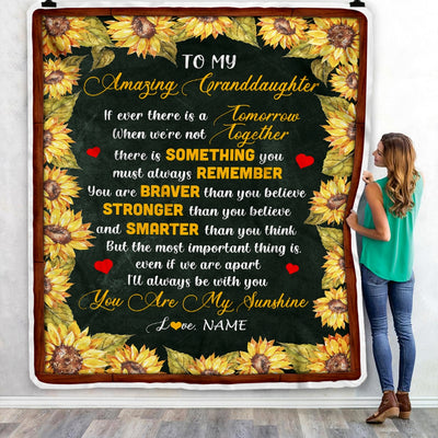 Personalized To My Granddaughter Blanket From Grandma Grandpa Sunflower My Sunshine I Love You Granddaughter Birthday Christmas Bed Quilt Fleece Throw Blanket Blanket | Teecentury.com