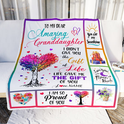 Personalized To My Granddaughter Blanket From Grandma Grandpa Tree Colorful Life Gave Me The Gift Of You Granddaughter Birthday Christmas Fleece Throw Blanket Blanket | Teecentury.com