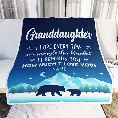 Personalized To My Granddaughter Blanket From Grandma I Hope Every Time Bear Granddaughter Birthday Graduation Christmas Customized Fleece Blanket | teecentury