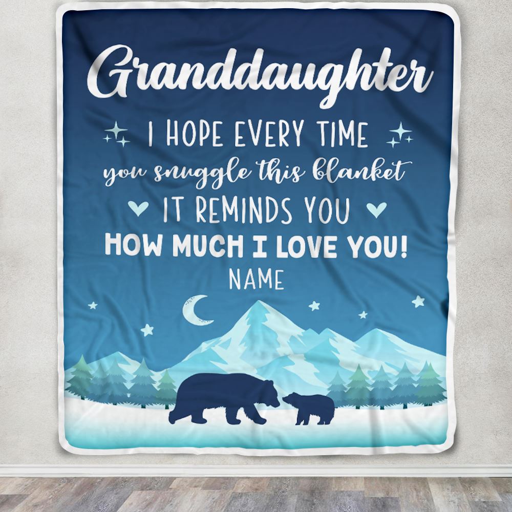 Personalized To My Granddaughter Blanket From Grandma I Hope Every Time Bear Granddaughter Birthday Graduation Christmas Customized Fleece Blanket | teecentury