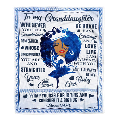 Personalized To My Granddaughter Blanket From Grandma Nana African Black Women You'll Always Be My Baby Girl Birthday Christmas Customized Fleece Blanket Blanket | Teecentury.com