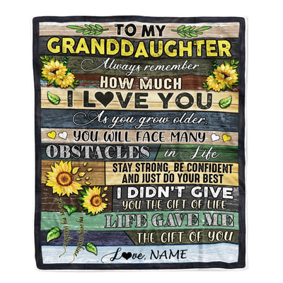 Personalized To My Granddaughter Blanket From Grandma Nana Always Remember How Much I Love You Wood Sunflower Granddaughter Birthday Christmas Fleece Blanket Blanket | Teecentury.com