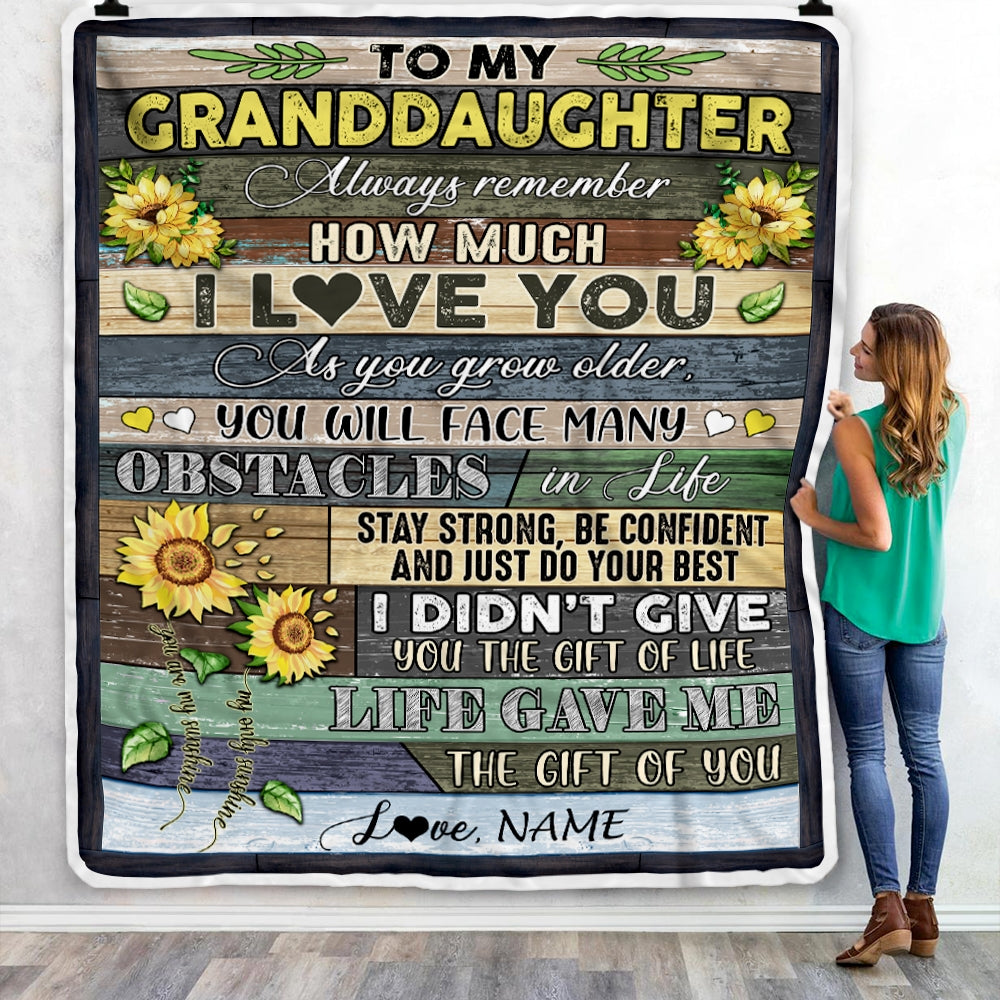 Personalized To My Granddaughter Blanket From Grandma Nana Always Remember How Much I Love You Wood Sunflower Granddaughter Birthday Christmas Fleece Blanket Blanket | Teecentury.com