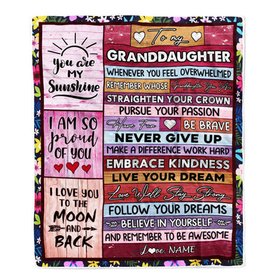 Personalized To My Granddaughter Blanket From Grandma Nana Believe In Yourself Awesome Pink Wood Birthday Graduation Christmas Customized Fleece Blanket Blanket | Teecentury.com