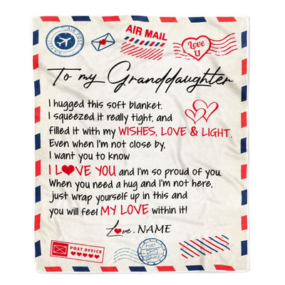 Personalized To My Granddaughter Blanket From Grandma Nana Grandpa Air Mail Letter I Love You Granddaughter Birthday Christmas Customized Fleece Throw Blanket | teecentury