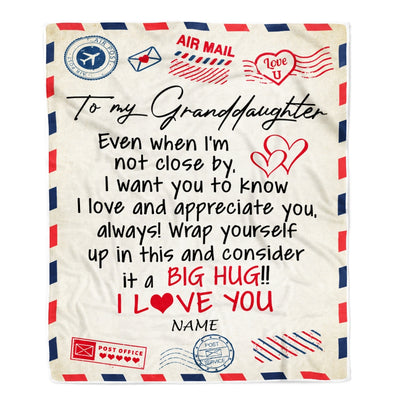 Personalized To My Granddaughter Blanket From Grandma Nana Grandpa I Love You Hugs Air Mail Letter Birthday Christmas Graduation Customized Fleece Blanket Blanket | Teecentury.com