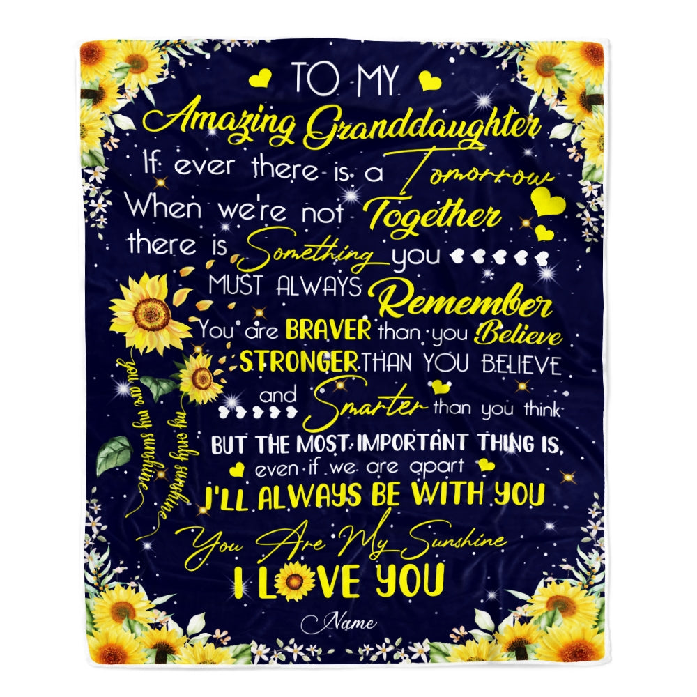 Personalized To My Granddaughter Blanket From Grandma Nana Grandpa You Are My Sunshine Sunflower Birthday Christmas Customized Fleece Blanket Blanket | Teecentury.com
