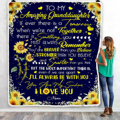 Personalized To My Granddaughter Blanket From Grandma Nana Grandpa You Are My Sunshine Sunflower Birthday Christmas Customized Fleece Blanket Blanket | Teecentury.com