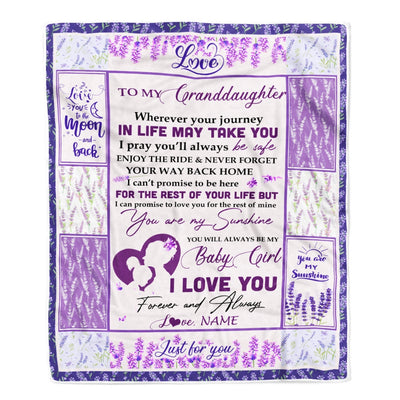 Personalized To My Granddaughter Blanket From Grandma Nana Love You Are My Sunshine Flower Purple Birthday Christmas Customized Fleece Blanket Blanket | Teecentury.com