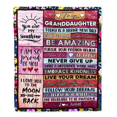 Personalized To My Granddaughter Blanket From Grandma Nana Never Give Up Live Your Dream Pink Wood Birthday Graduation Christmas Customized Fleece Blanket Blanket | Teecentury.com