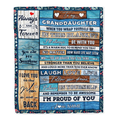 Personalized To My Granddaughter Blanket From Grandma Nana Papa Believe in Yourself Wood Granddaughter Birthday Christmas Customized Bed Fleece Throw Blanket | teecentury