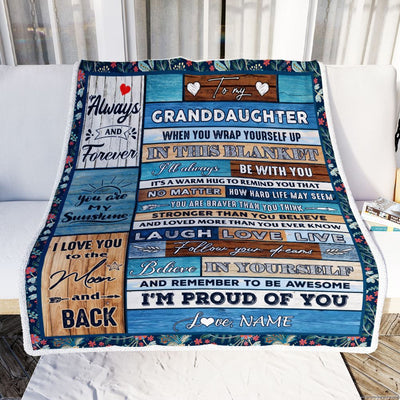 Personalized To My Granddaughter Blanket From Grandma Nana Papa Believe in Yourself Wood Granddaughter Birthday Christmas Customized Bed Fleece Throw Blanket | teecentury