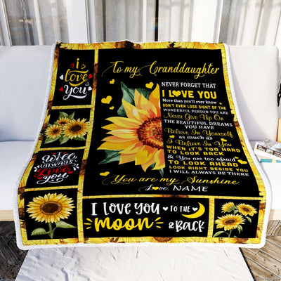 Personalized To My Granddaughter Blanket From Grandma Nana Papa Never Forget I Love You Sunflower Granddaughter Graduation Birthday Customized Fleece Blanket | teecentury